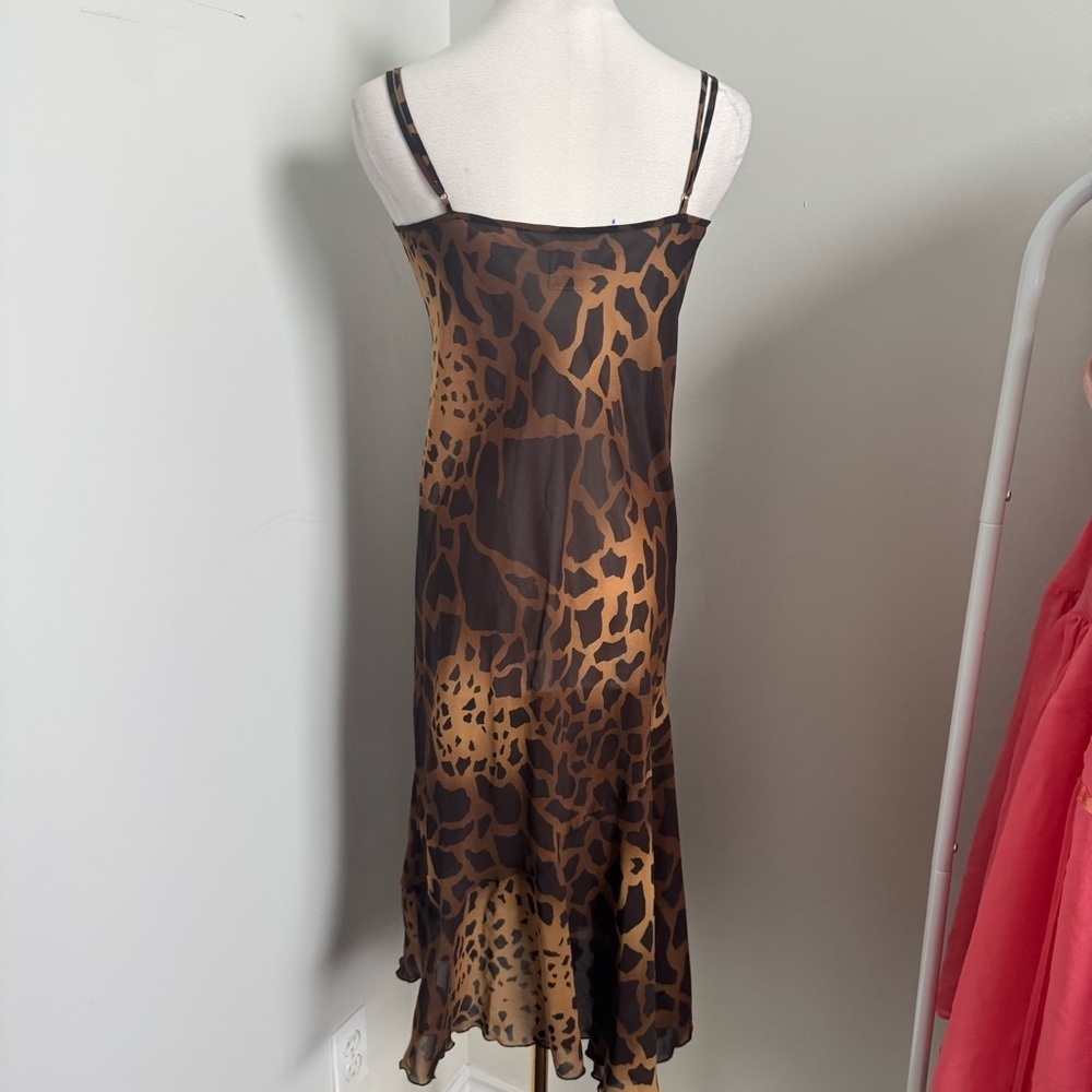 Y2K Leopard Slip Dress – Cowl Neck • Sheer Midi • 90s Vintage Vibes - Picture 5 of 5